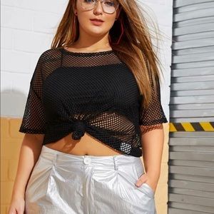 Plus size fishnet top